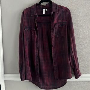 Plaid button-up top